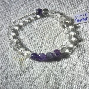 Elegant Clear and Amethyst Beaded Bracelet